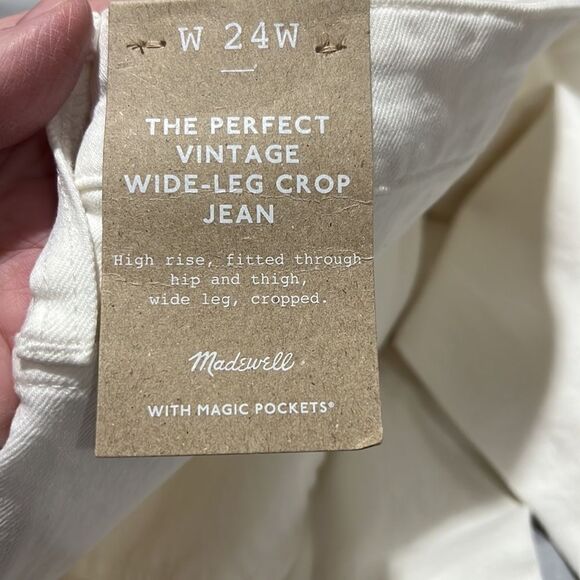 Madewell The Plus Perfect Vintage Wide-Leg Crop Jean in Tile White NWT size 24W - Picture 9 of 13
